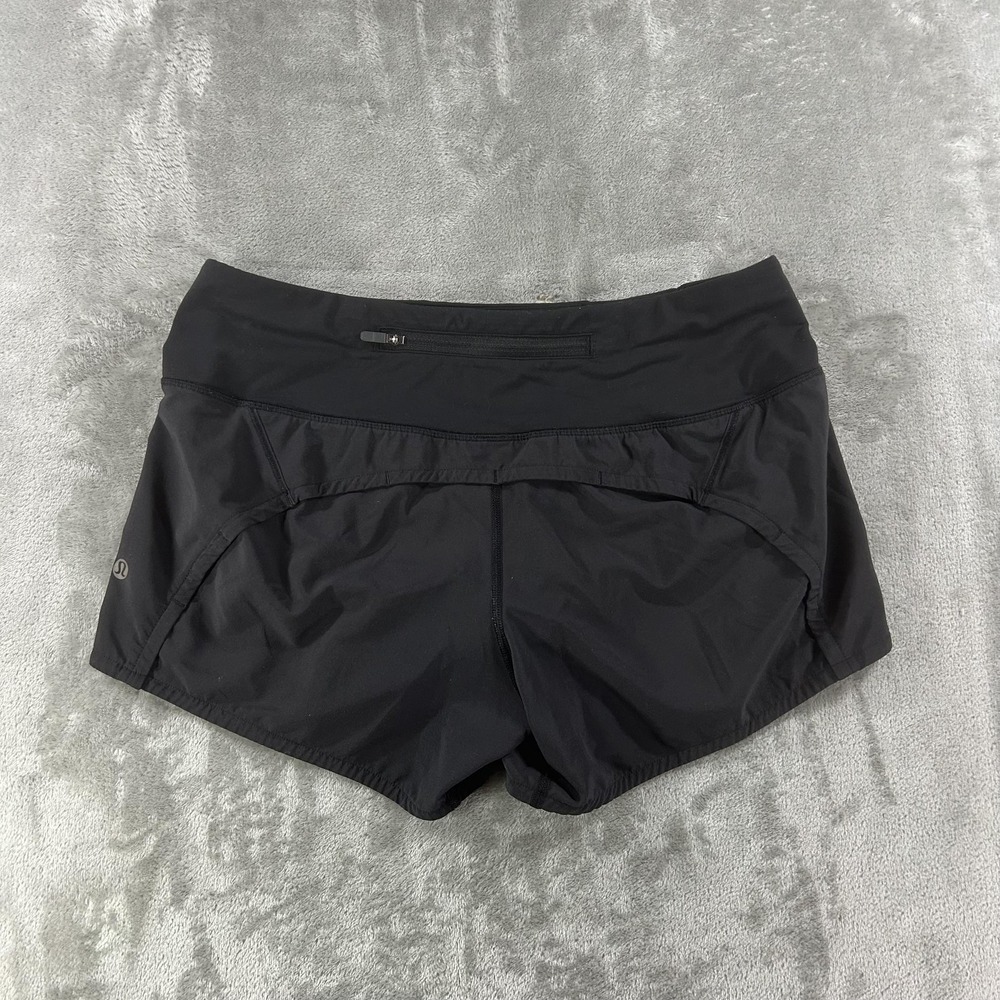Lululemon Shorts Womens 6 Black Running Lined Zip Pocket Athletic Training - Picture 5 of 10